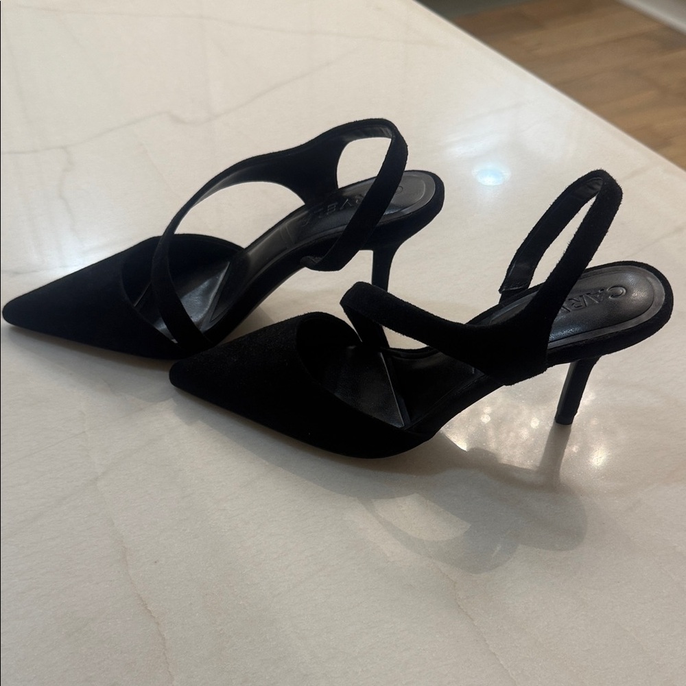 Black suede heels